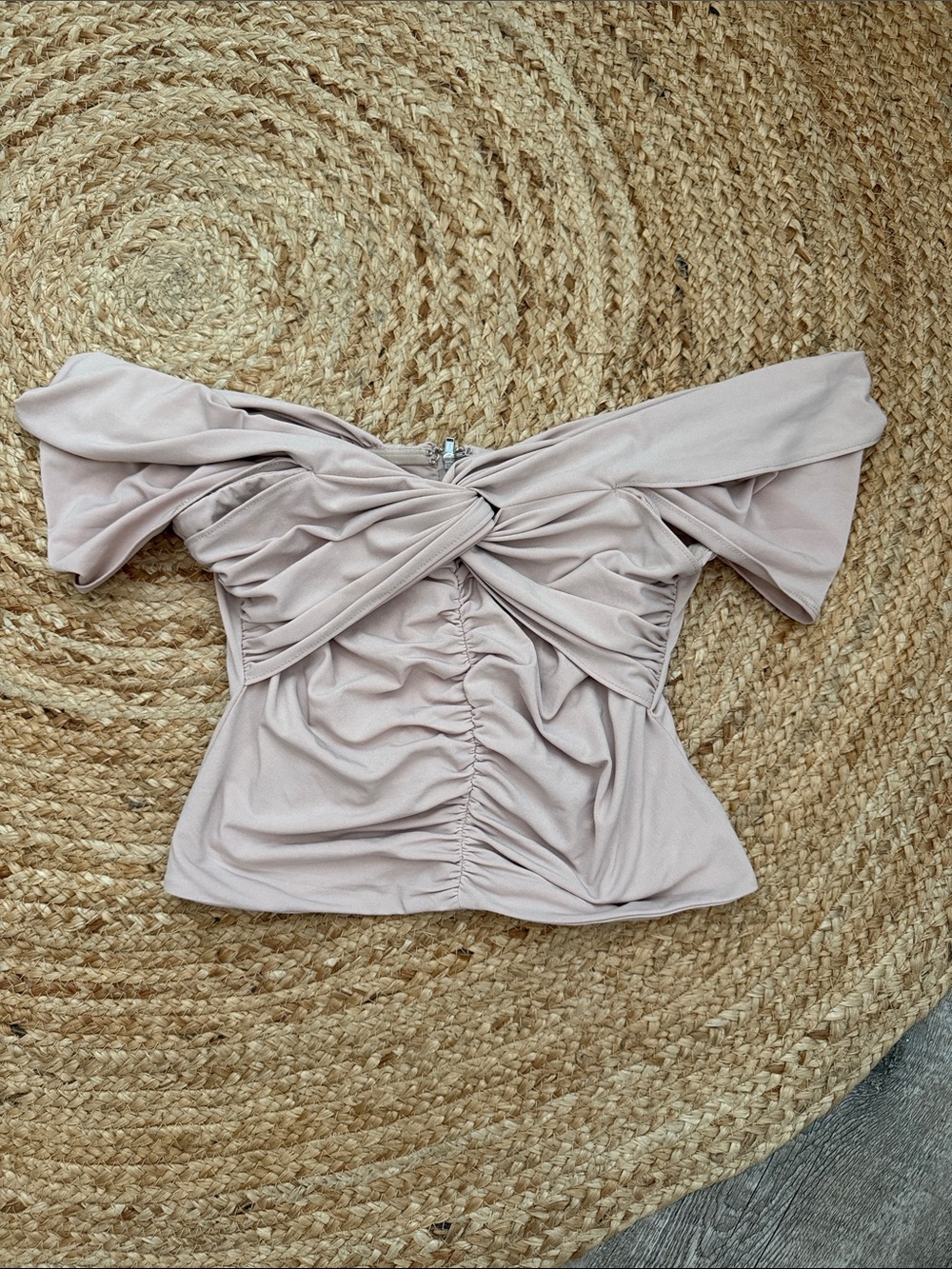 Self-Portrait Blush Off-Shoulder Twist Front Top